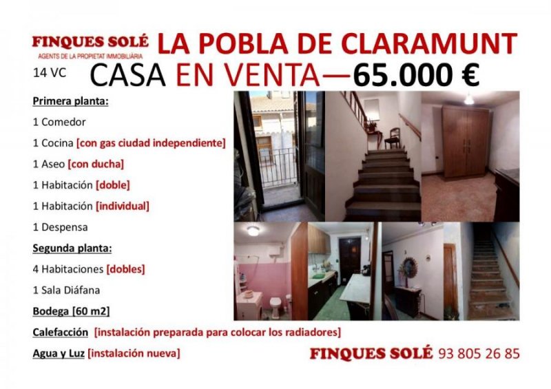 Foto Casa en Venta en La Pobla de Claramunt, Barcelona - € 65.000 - CAV10694 - BienesOnLine